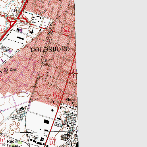 Topographic Map of Saint James African Methodist Episcopal Zion Church, NC