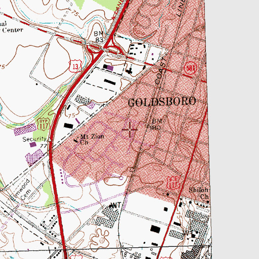 Topographic Map of Saint James Church of Christ, NC