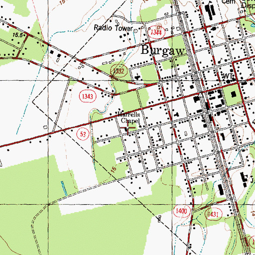 Topographic Map of Saint John United Holy Church, NC