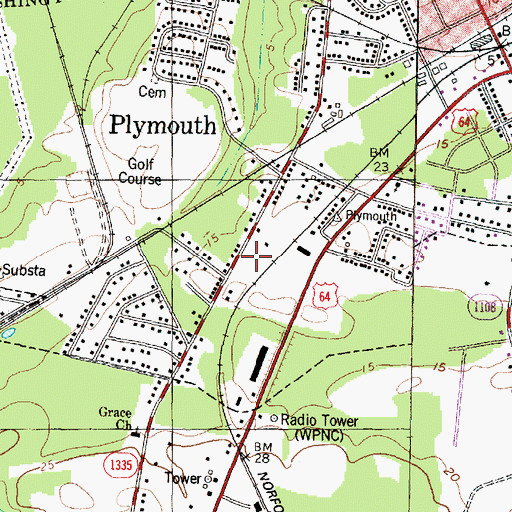 Topographic Map of Snells Mobile Home Park, NC
