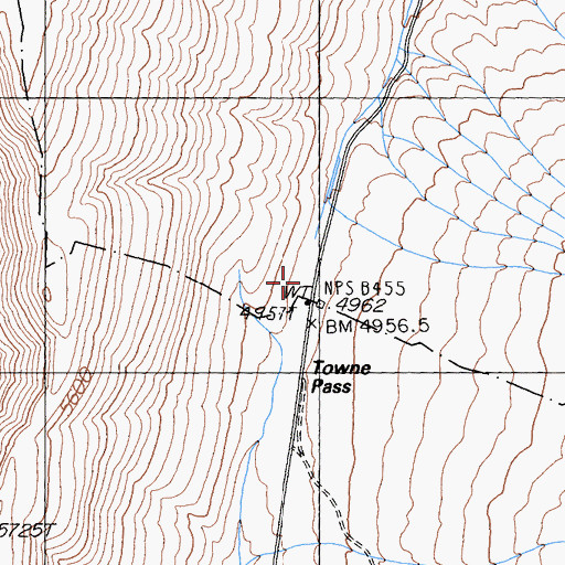 Topographic Map of Towne Pass, CA