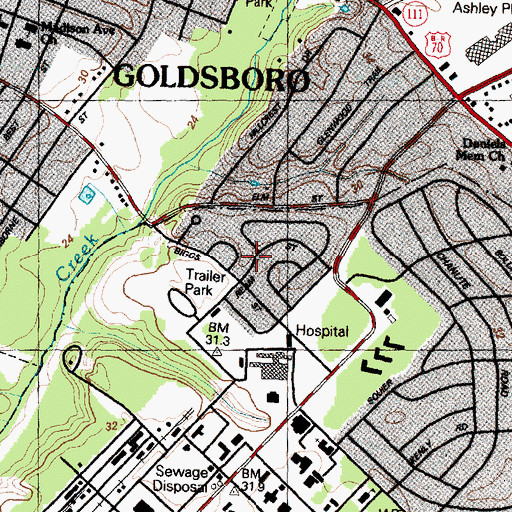 Topographic Map of Stoney Creek Mobile Home Park, NC