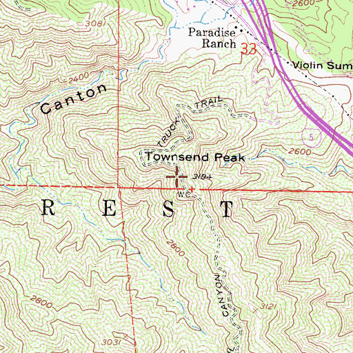 Topographic Map of Townsend Peak, CA