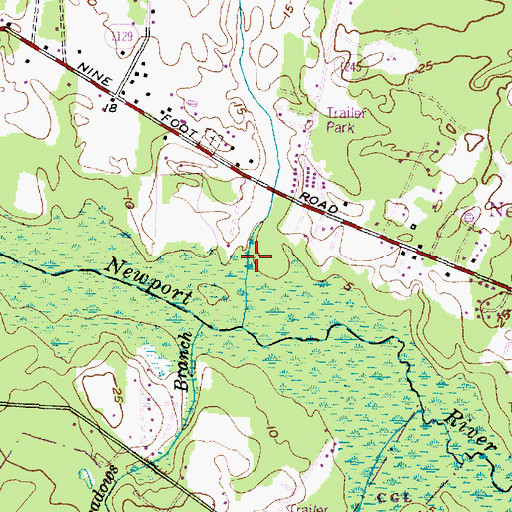 Topographic Map of Thornes Farm Trailer Park, NC