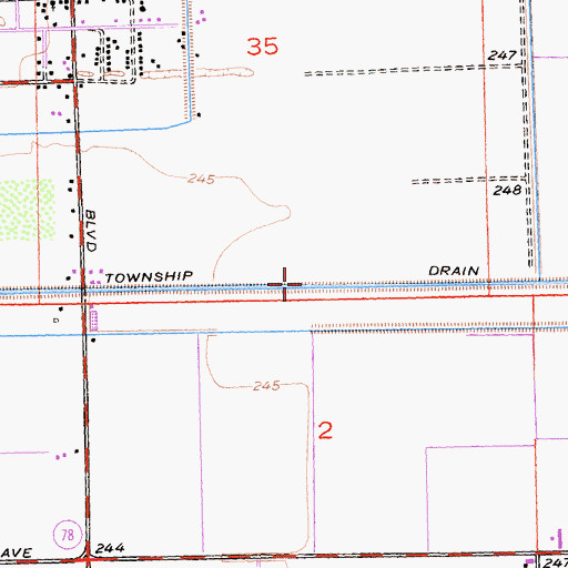 Topographic Map of Township Drain, CA