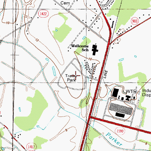 Topographic Map of Westwood Mobile Home Park, NC