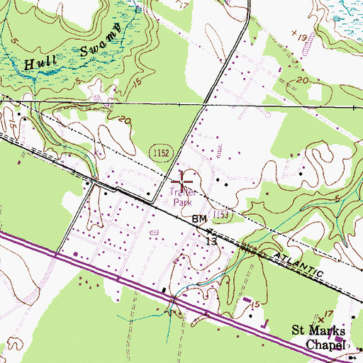 Topographic Map of Wildwood Mobile Home Park, NC