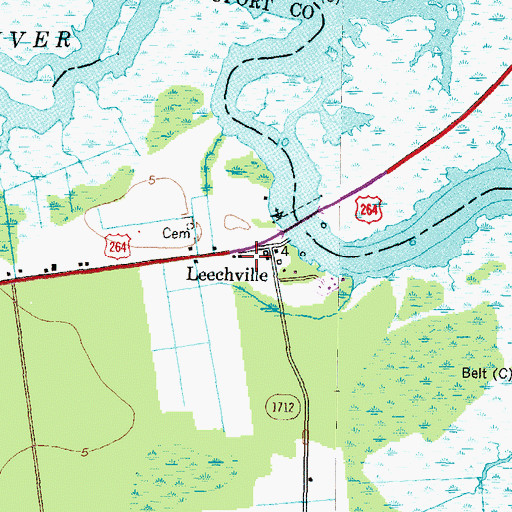 Topographic Map of Mount Olive Church of Christ, NC