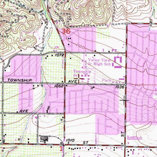 Topographic Map of Township Elementary School, CA