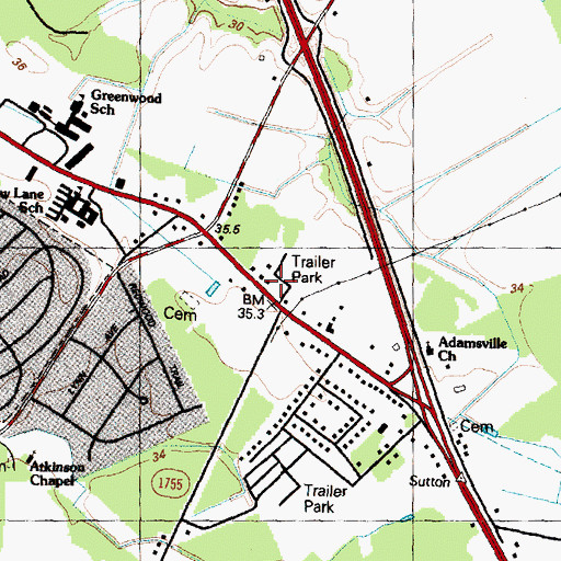 Topographic Map of Woodshire Mobile Estates, NC