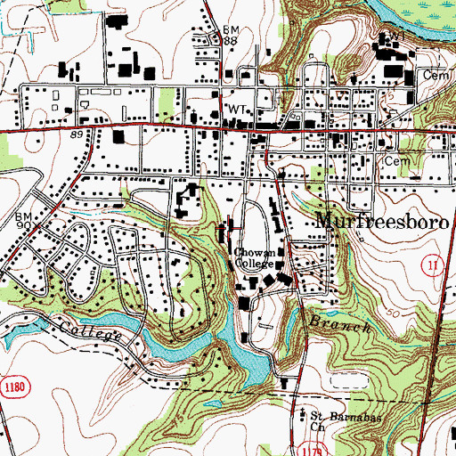 Topographic Map of Chowan University - Dunn Residence Hall, NC