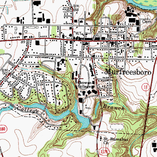 Topographic Map of Chowan University - Mixon Residence Hall, NC