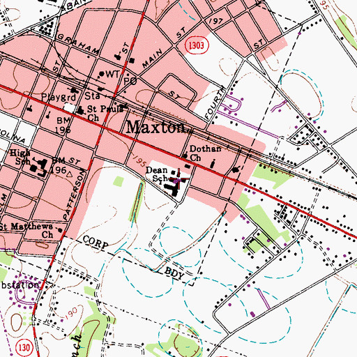 Topographic Map of Maxton Medical Center, NC