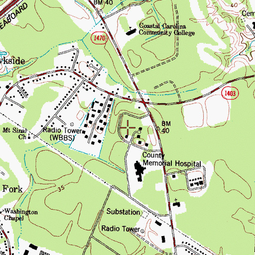 Topographic Map of Onslow County Behavioral Health Care Services, NC
