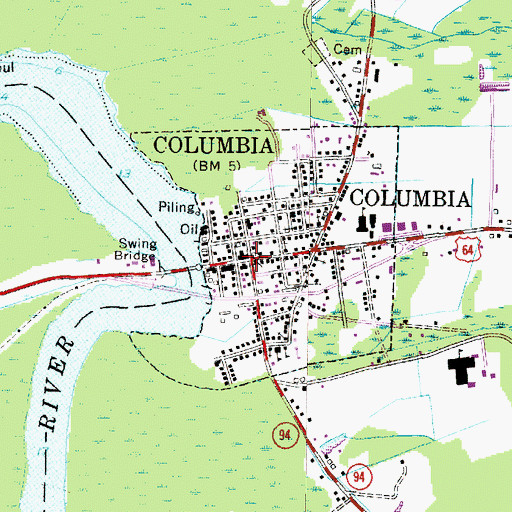 Topographic Map of Tideland Mental Health Center of Columbia, NC