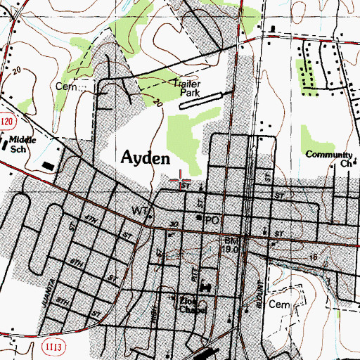 Topographic Map of Britthaven of Ayden, NC