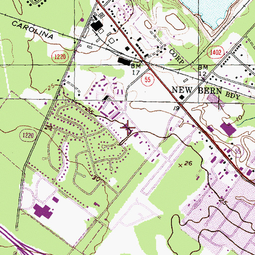 Topographic Map of Carebridge Assisted Living Community of New Bern, NC