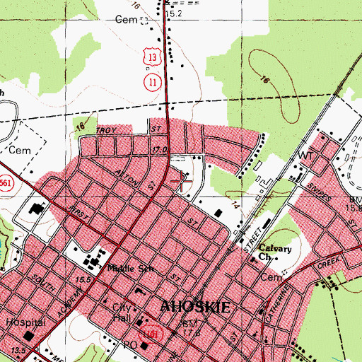 Topographic Map of Roanoke Place, NC