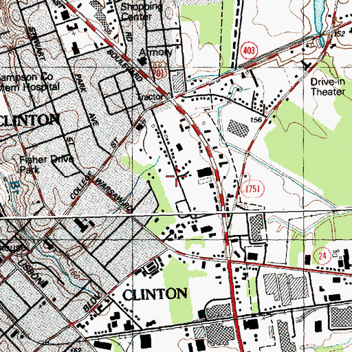Topographic Map of Sampson Group Home, NC