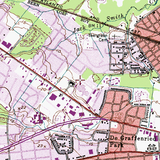 Topographic Map of Two Rivers Healthcare Center Neuse Campus, NC