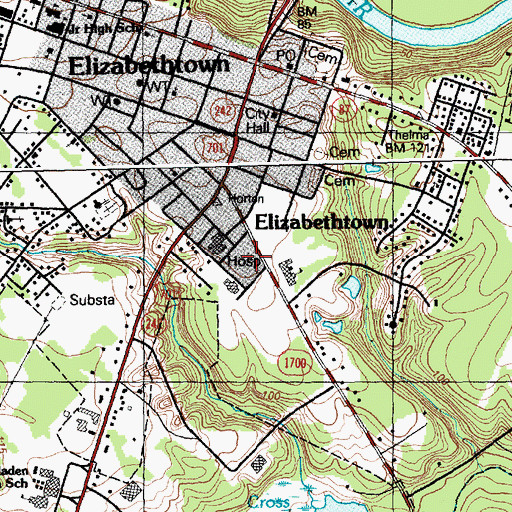 Topographic Map of Elizabethtown Nursing Center, NC