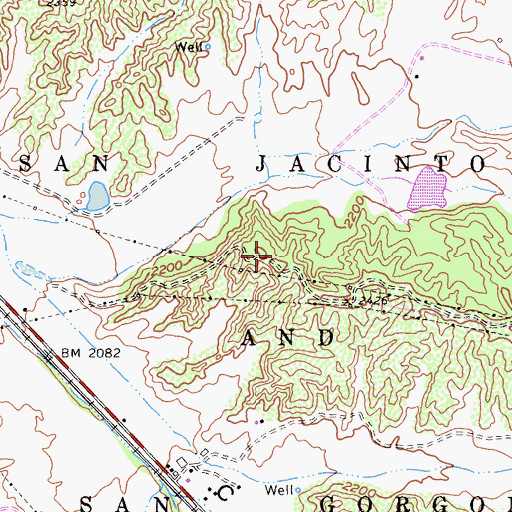 Topographic Map of Tract Between San Jacinto and San Gorgonio, CA