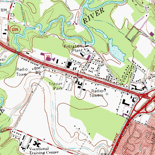 Topographic Map of Faith Free Will Baptist Church, NC