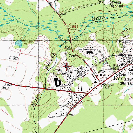 Topographic Map of First Baptist Church, NC