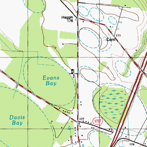 Topographic Map of Evergreen Rehabilitation Center, NC