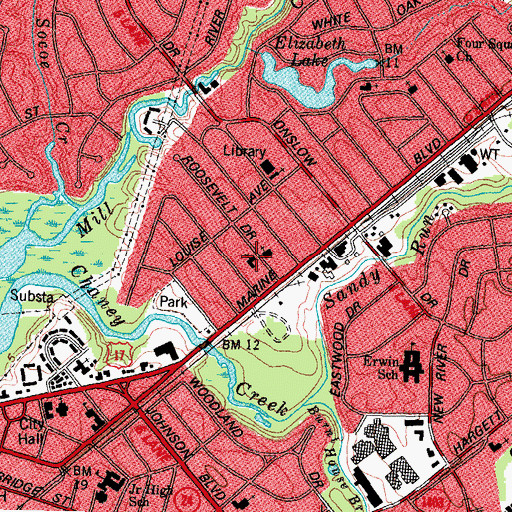 Topographic Map of Church of Christ, NC