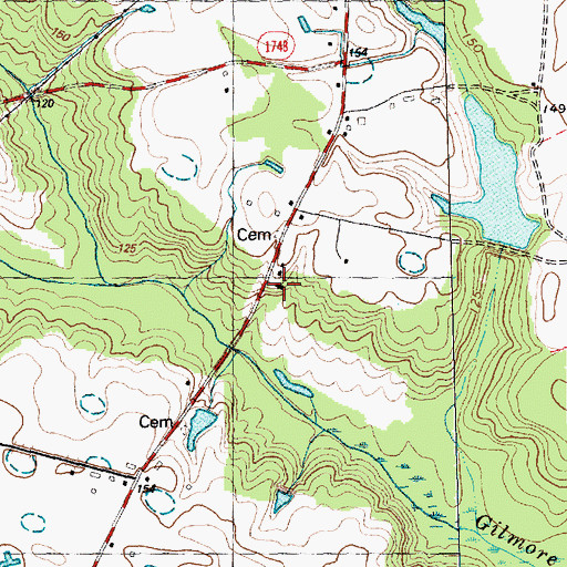 Topographic Map of Crossroad Baptist Church, NC
