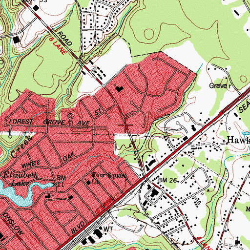 Topographic Map of Discovery Church International, NC