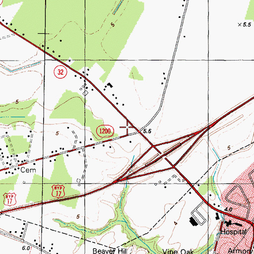 Topographic Map of Edenton Church of Christ, NC