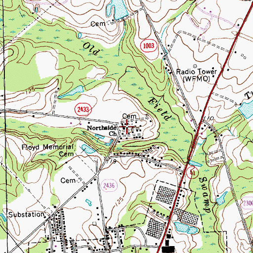 Topographic Map of Fairmont Northside Church of God, NC