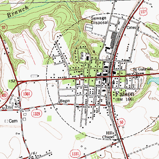 Topographic Map of Faison Baptist Church, NC