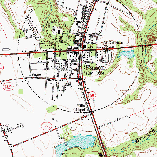 Topographic Map of Faison United Methodist Church, NC