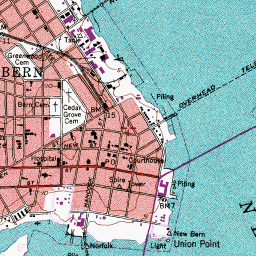 Topographic Map of Craven - Pamlico - Carteret Regional Library, NC