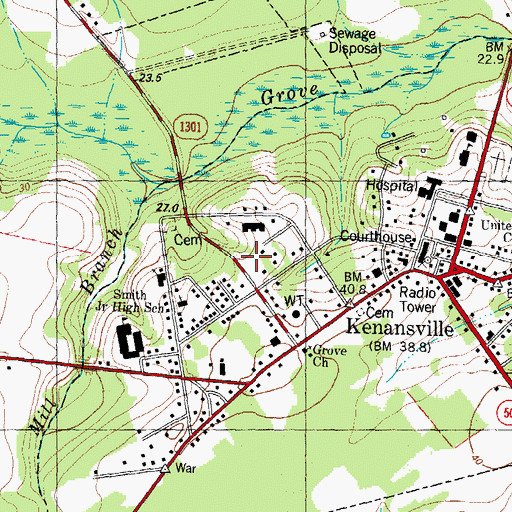 Topographic Map of Duplin County Library - Dorothy Wightman Branch, NC