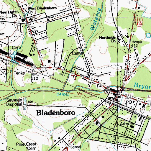 Topographic Map of Bladenboro Church of God, NC