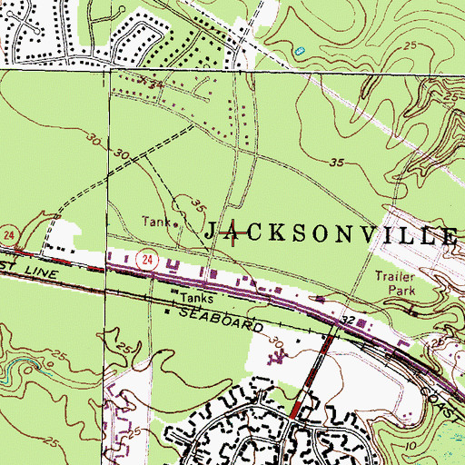 Topographic Map of Calvary Lutheran Church, NC