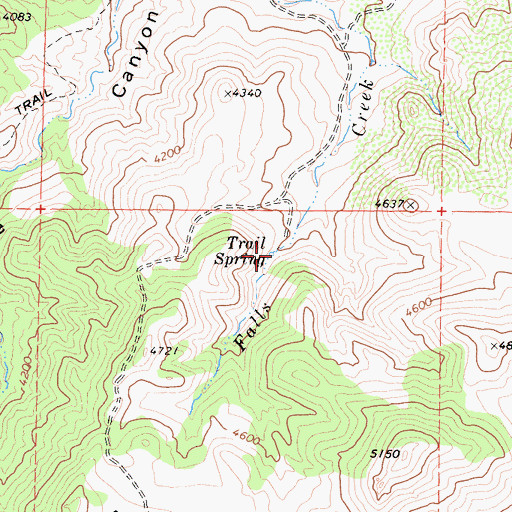 Topographic Map of Trail Spring, CA