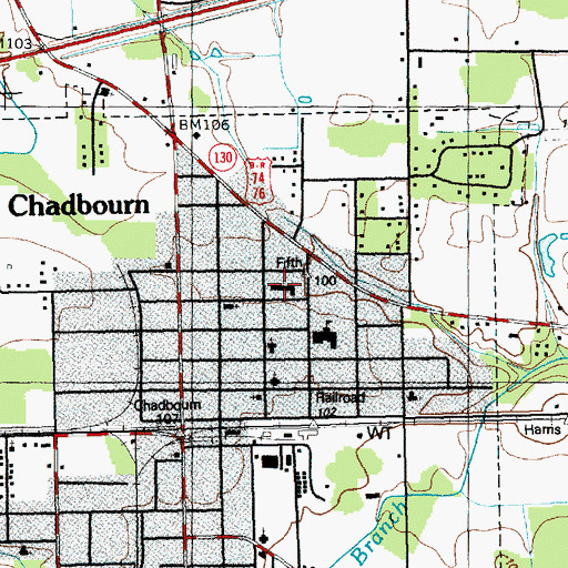 Topographic Map of Chadbourn Baptist Church, NC