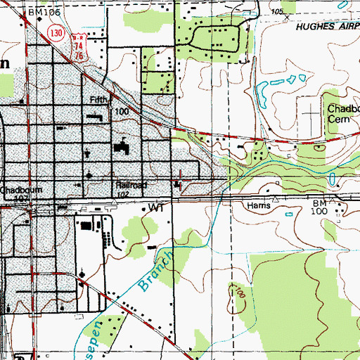 Topographic Map of Chadbourn Presbyterian Church, NC