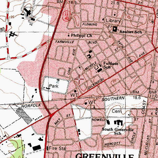 Topographic Map of Cherry Lane Free Will Baptist Church, NC
