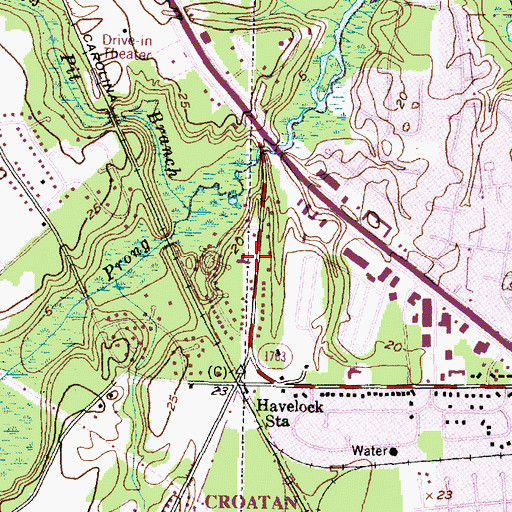 Topographic Map of Cherry Point Baptist Church, NC