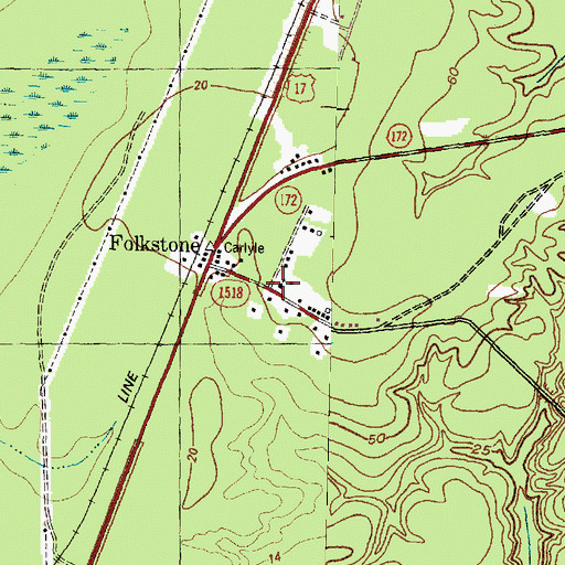 Topographic Map of Folkstone Free Will Baptist Church, NC