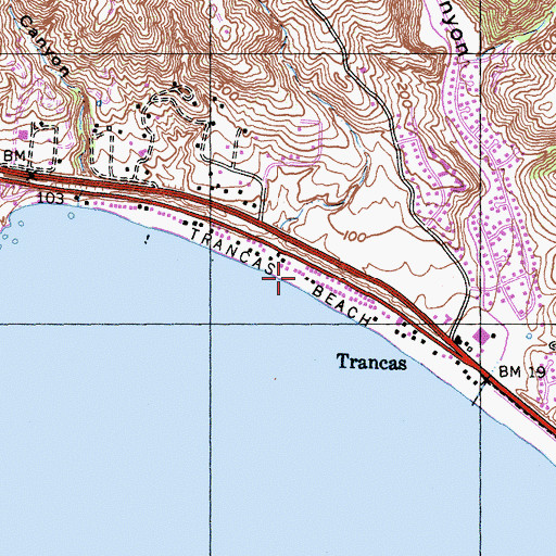 Topographic Map of Trancas Beach, CA