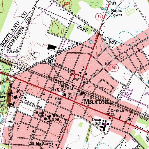 Topographic Map of Gilbert Patterson Memorial Public Library, NC