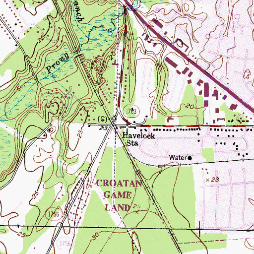 Topographic Map of Havelock - Craven County Public Library, NC