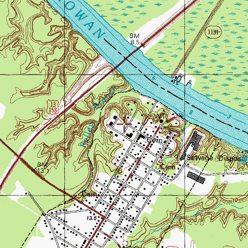 Topographic Map of Hertford County Library, NC